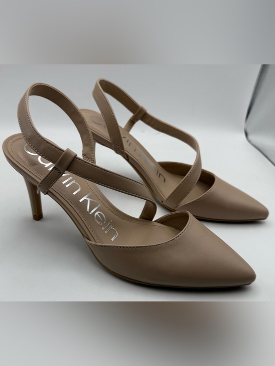 Calvin Klein Shoes - Calvin Klein Tan Pointed-Toe Slingback Heels